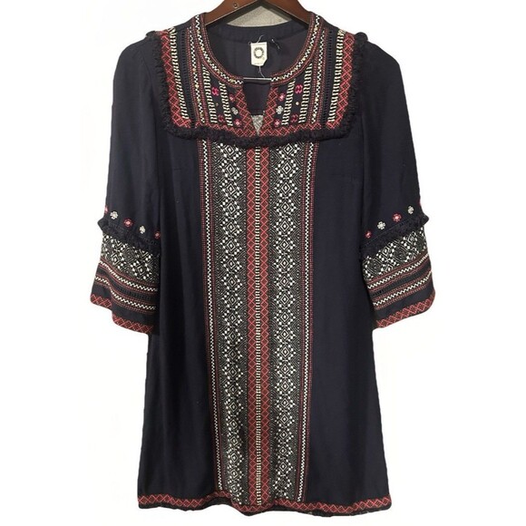 Akemi + Kin Anthropologie Tessa Embroidered Pullover Tunic Dress Size 4 - Picture 1 of 7